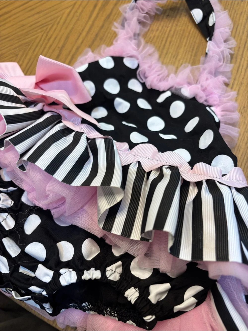 Mud Pie Black and Pink Polka Dot Ruffle romper Dress- cute 1st bday pics